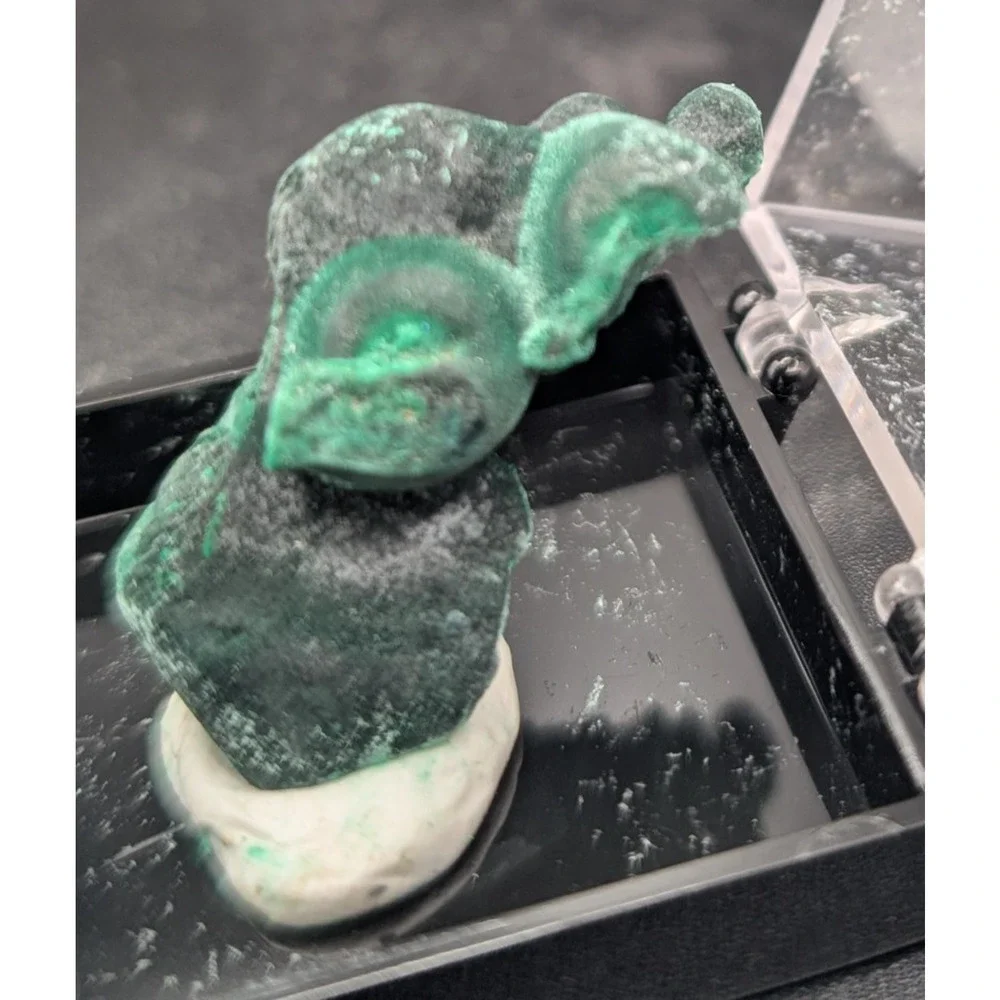 Natural Malachite Mineral Specimen in Display Box | Green Copper Carbonate - Picture 3 of 4